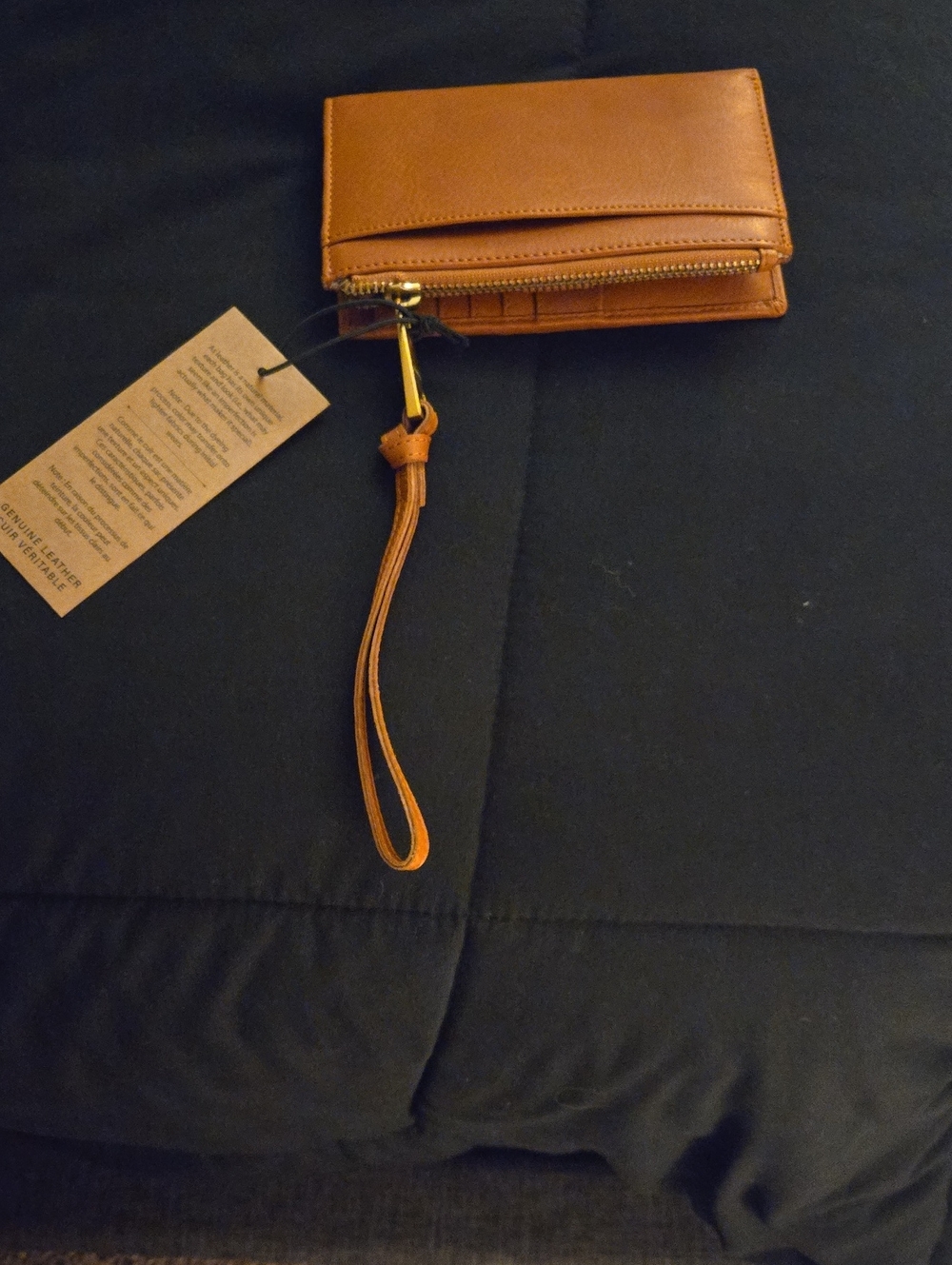 Margot Leather Wristlet Wallet in Cognac Brown